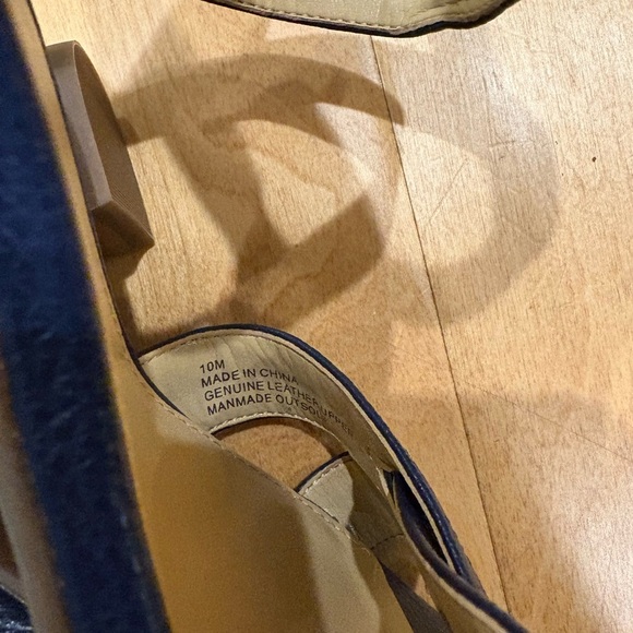 Talbots strappy sandals heel navy blue leather 10M new - Picture 5 of 6